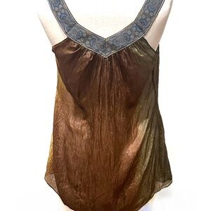 1996 100% Silk Halter Blouse / Sheer w/ beautifully designed neckline by SHAG